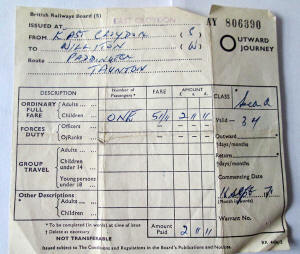 BR ticket to Taunton - 1970
