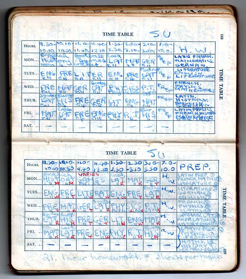 Geoff Boyce's 1961/2 Timetable