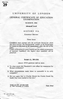 History IIA  A-Level - 1966