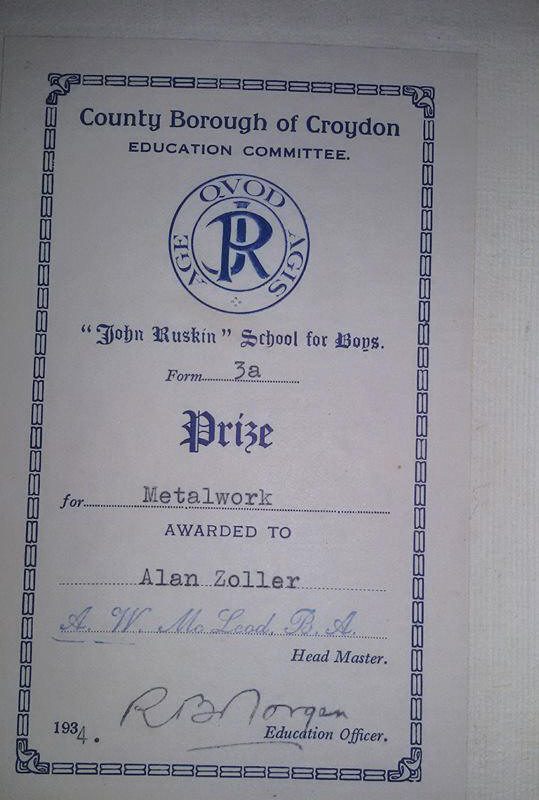 JRGS Metalwork Certificate