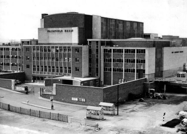 Central Croydon's newly costructed Fairfield  Halls in the early Sixties