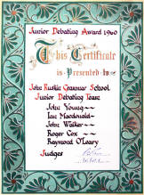 Junior Debating Society Award 1960