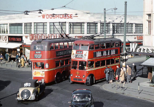 Trolleybusses at West Croydon station