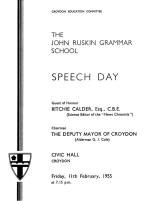 Speech Day Program - February 1955